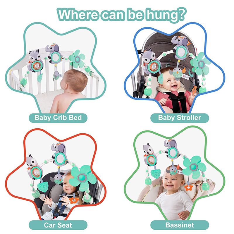Baby Kinderwagen Bogen Spielzeug Baby Krippe Mobile Musikalische Tier Faltbare Reise Auto Sitz Aktivität Hüpfburg Kinderwagen für Neugeborene Sensorischen Spielzeug_voghion.com