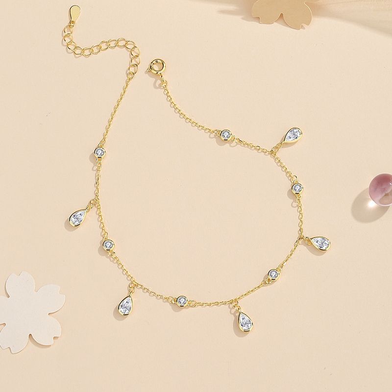 Exotic Sexy Water Drop Tassel Anklet For Women S Silver Simple Zircon Versatile Light Luxury Pure Desire Foot Jewelry_voghion.com