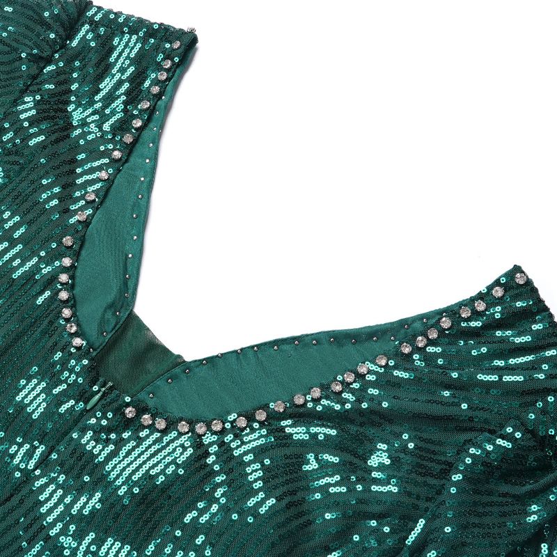Damenbekleidung V-Ausschnitt Pailletten Abendkleid langer Rock Plus Size Damenbekleidung Hot Diamond zweiteiliges Kleid_voghion.com