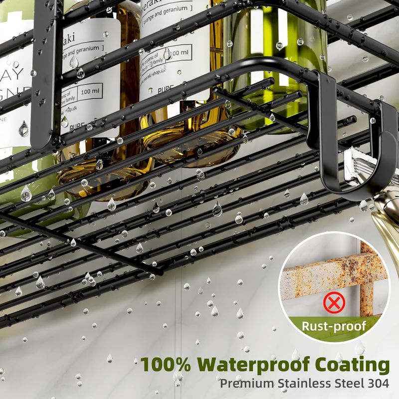 3-Pack Shower Organizer | No-Drill Stainless Steel | Soap Dish Included | 18kg Capacity | EU_voghion.com