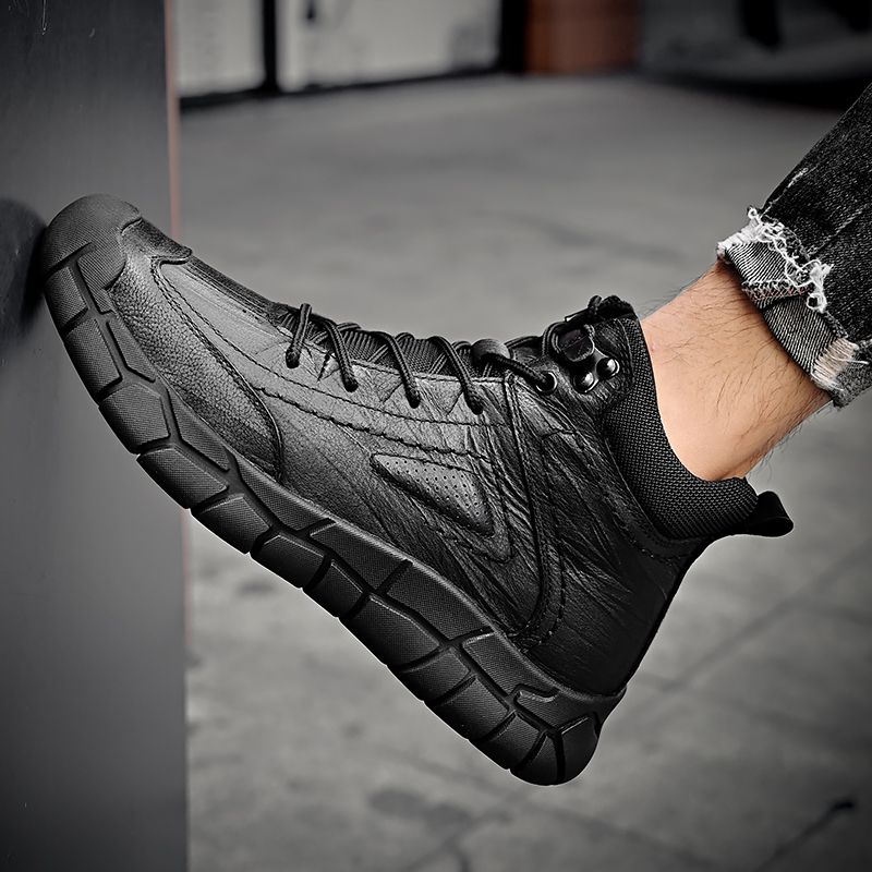 Lässige High-Top-Lederschuhe für den Außenbereich aus Leder_voghion.com