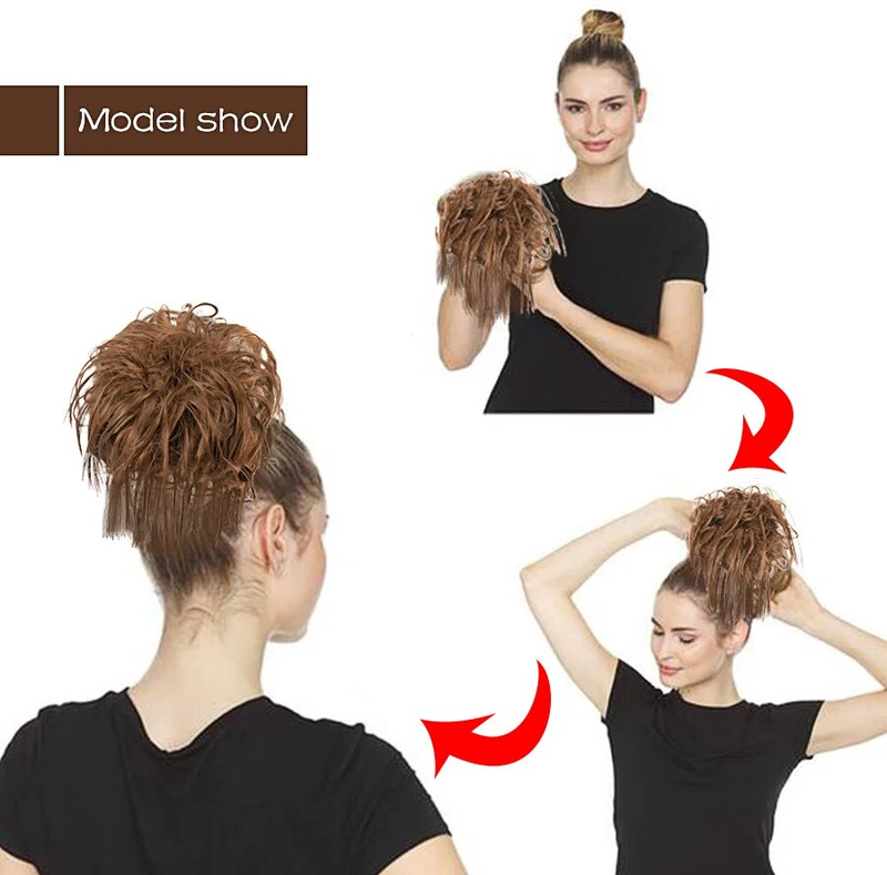 Alileader Elastico per capelli Elastico Ciambella Sintetico Coda corta riccia Estensioni Scrunchie disordinato Chignon Bun_voghion.com