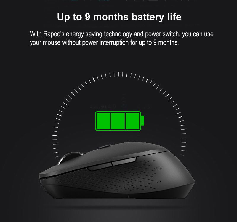 New Rapoo Multi-mode Silent Wireless Mouse With 1600DPI Bluetooth-compatible And 2.4GHz For Three Devices Connection_voghion.com