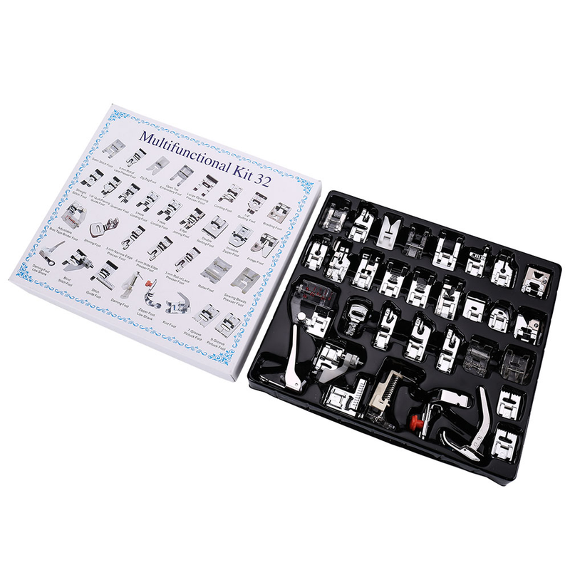 32 teile/satz Nähmaschine Nähfuß Für Brother Singer Kit Flechten Blind OverLock Zipper Herrscher Teile Mit Box_voghion.com