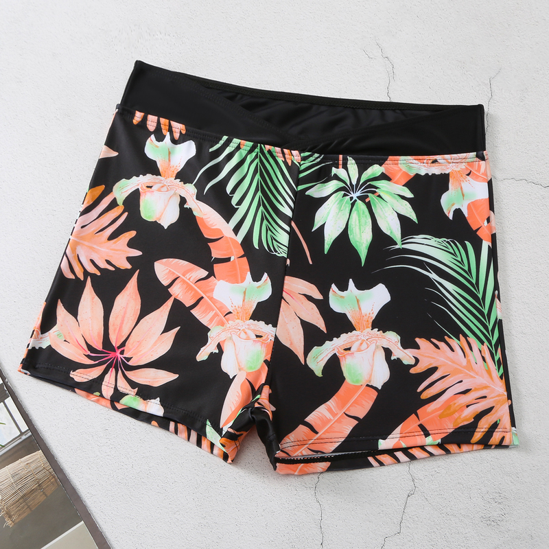 2024 New Printed Skirt Conservative Women's Split High Waist Tankini Swimsuit_voghion.com