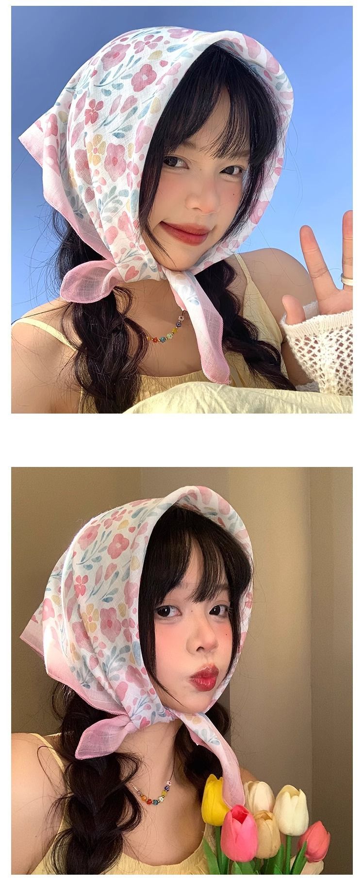 Spring And Summer French Small Square Women's Fashion Forest Decoration, Collar Headband, Scarf, Sweet And Lovely_voghion.com