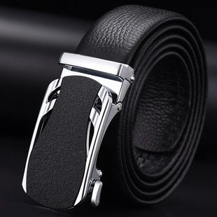 Cintura da uomo all'ingrosso Nuovo commercio estero europeo e americano transfrontaliero cintura in pelle con fibbia automatica in lega a due strati in pelle bovina_voghion.com