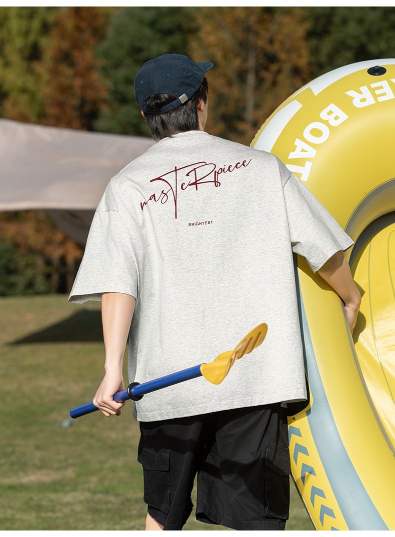 Maglietta casual ampia da uomo, in cotone retrò, a maniche corte, con stampa estiva di lettere_voghion.com