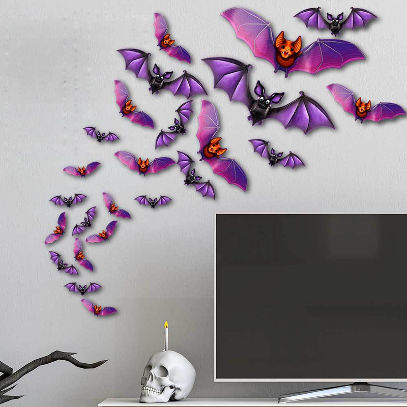 3D Helovīna PET Bat Ghost BOO sienas uzlīme Logu garāžas dekorēšanai liela sienas uzlīme_voghion.com