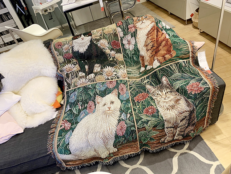 Katzen-Wandteppich, Freizeitdecke, Dekodecke, Haustierdecke, Stoffstrickdecke, Baumwolldecke, Sofadecke_voghion.com