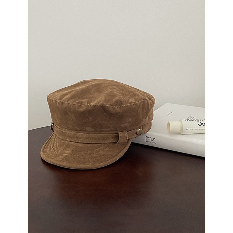 Berretto ottagonale in pelle scamosciata di alta qualità per donna, berretto da newsboy in stile britannico, autunno inverno, nuovo cappello equestre che snellisce il viso_voghion.com