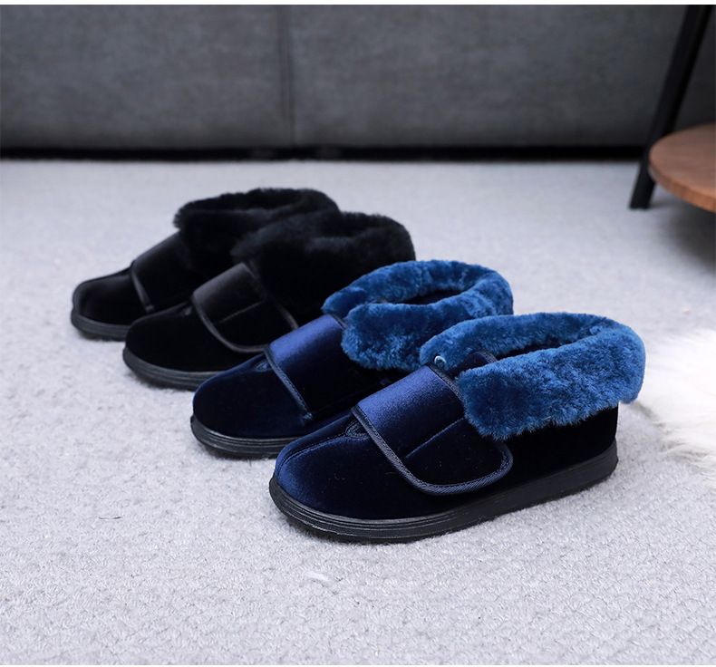 Lesvago, nuove scarpe basse in cotone caldo invernale, allargate e ispessite con colletto in vera pelliccia, velluto dal temperamento nobile_voghion.com