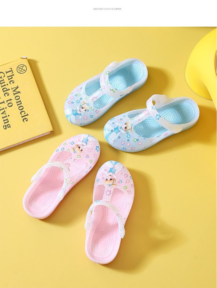 Children's Cave Sommer-Hausschuhe für kleine Prinzessinnen, glatte, weiche Sohle, Cartoon-Strandhausschuhe für kleine, mittelgroße und große Mädchen_voghion.com