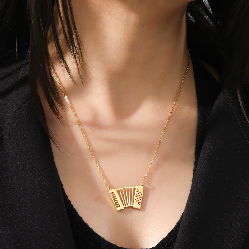 Skyrim pendant male and female music notes, stainless steel, gold, microphone, accordion, necklace, jewelry, gifts_voghion.com