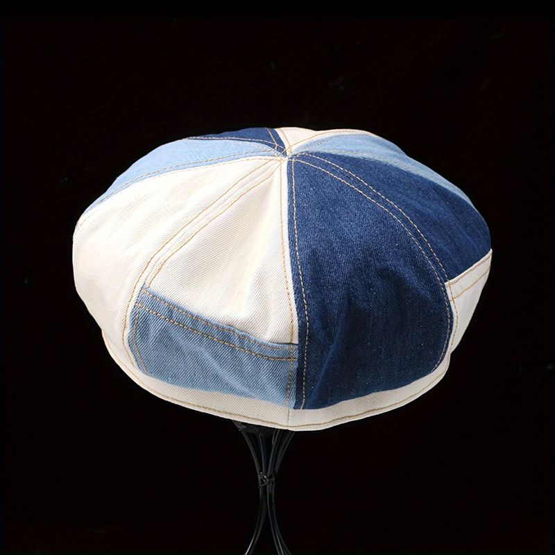 Cappello basco da pittore da spiaggia in stile Ivy League, da donna, in patchwork di cotone, stile Cabbie Gatsby_voghion.com