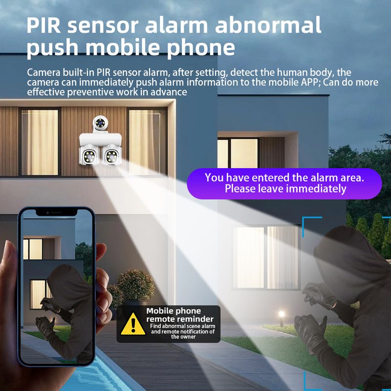 Dreifache PTZ-4G-Sicherheitskamera – 360°-Abdeckung mit mehreren Objektiven, kein WLAN erforderlich, wasserdicht nach IP66, Fernanzeige über mobile App, Nachtsicht_voghion.com