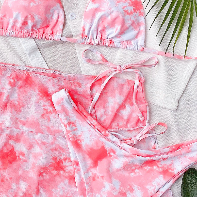 Bikini tie-dye outer swimsuit bikini swimsuit women's split swimsuit explosive swimsuit_voghion.com