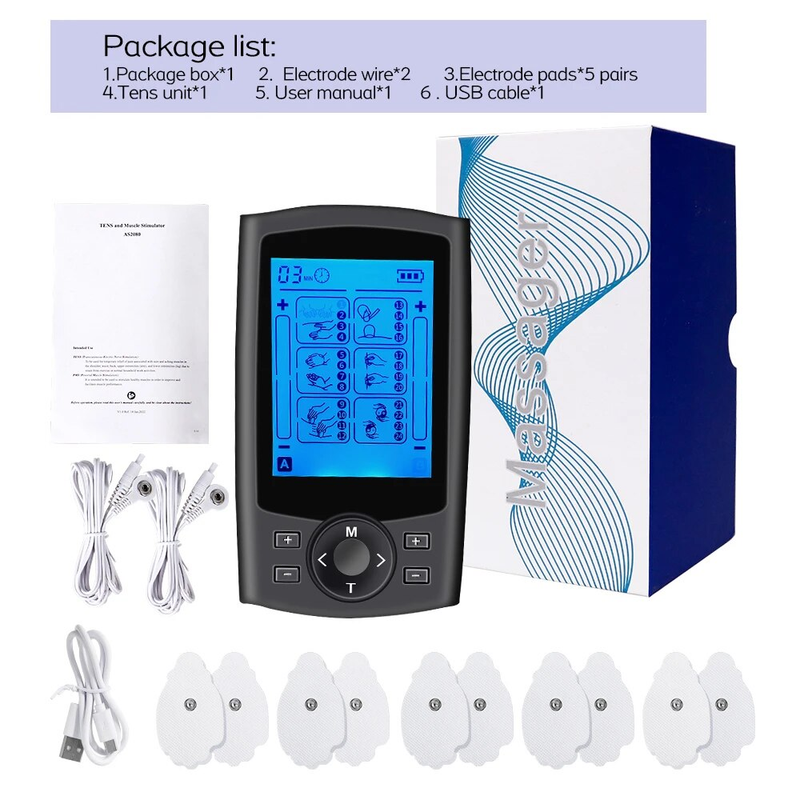 Decine 24 modalità Massaggiatore Rilassamento muscolare elettrico Sti EMS Agopuntura Massaggio corpo Terapia digitale Dimagrante_voghion.com