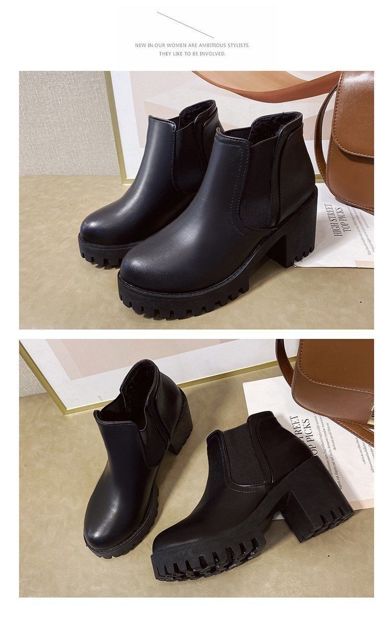 Voyage 2020 Spring And Autumn New Chunky Heel Short For Women, Waterproof Platform High Heels, Thick Sole Versatile Single_voghion.com