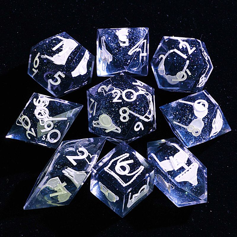 9 Polyhedral DD Sets Of Dice Midnight Angel's Taboo For Dungeons Dragons RPG_voghion.com