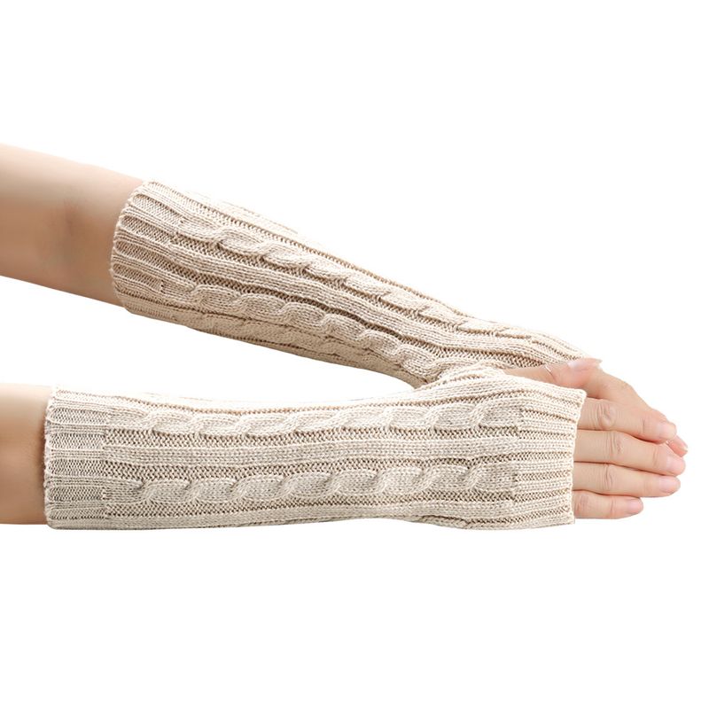 Unisex Twist 8-stellige Handschuhe Herren und Damen gleiche Wolle fingerlose Manschette gestrickt warm mittellang_voghion.com
