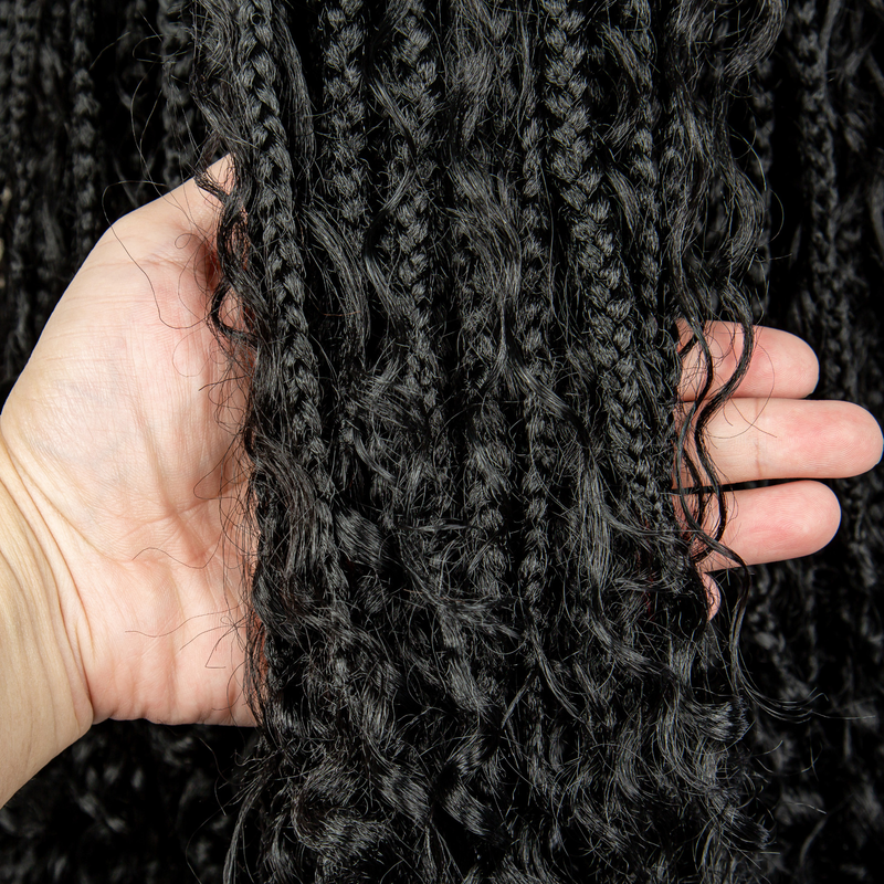 32inch long synthetic lace braid 9*6 transparent lace hand-woven braid with flower wig headgear box braid with baby hair_voghion.com