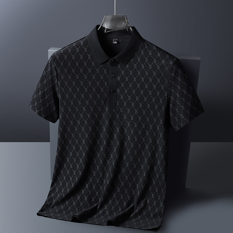 Herren Sommer Eisseide Poloshirt Kurzarm T-Shirt Herren Revers T-Shirt Junge und Mittlere Alter Elastisches Leichtes Reifes Casual Poloshirt Herrenbekleidung_voghion.com