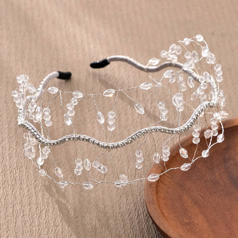 Nouveau bandeau en cristal de mariée boule de mariage fête presse bandeau luxueux bandeau tissé à la main_voghion.com