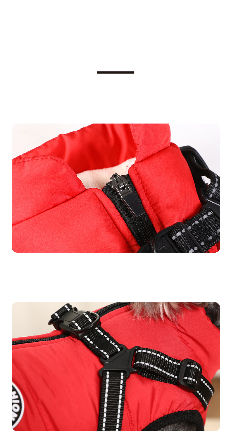 huisdier kleding hond jas katoenen kleding kleine hond tweebenige tractie vest borst rug winter warme kleding_voghion.com