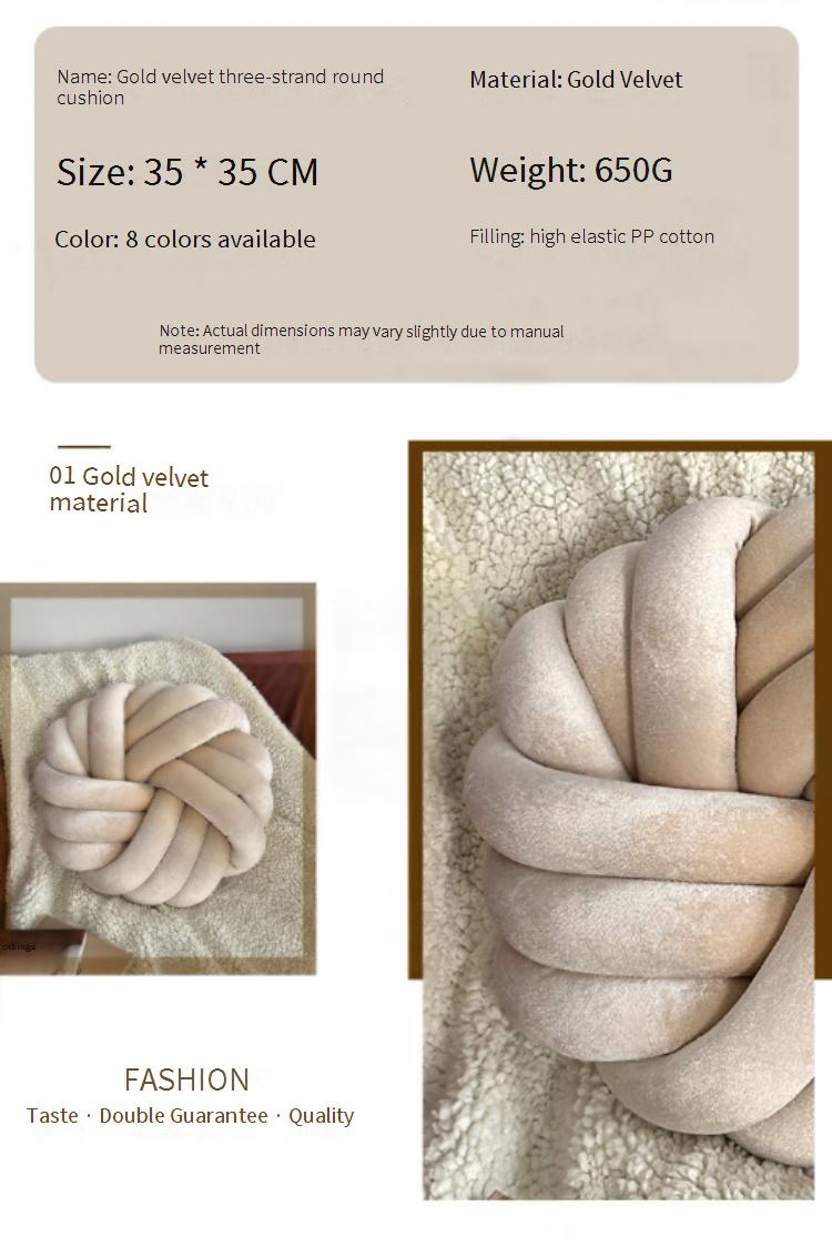 Luxuriöses, rundes Samtkissen – 3-fädig gewebtes Kissen für Sofa/Bett/Erkerfenster (plüschiger Akzent für die Heimdekoration)_voghion.com