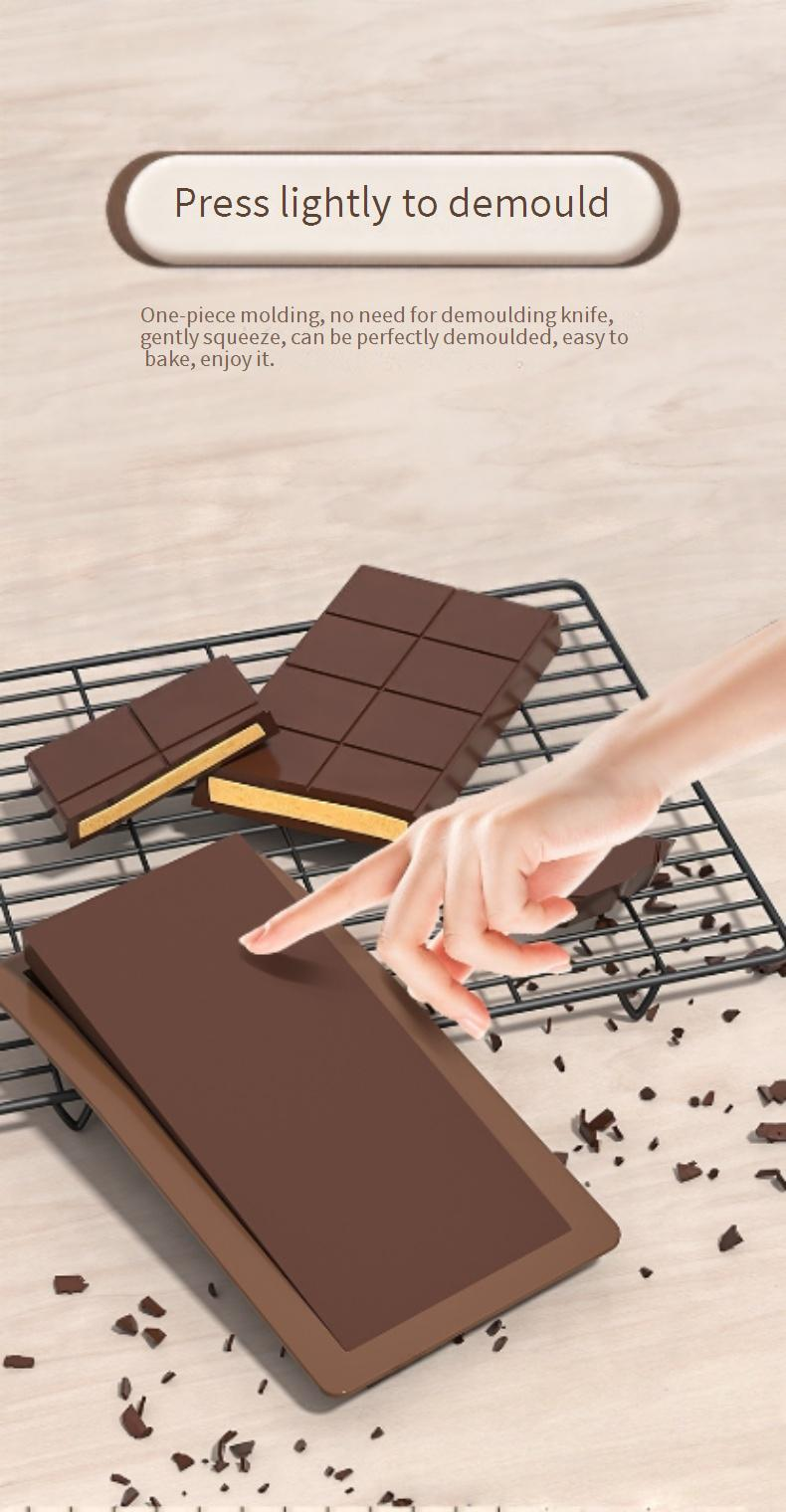 6-Cavity Rectangle Chocolate Mold - Food Grade Silicone Baking Tray For DIY Desserts_voghion.com