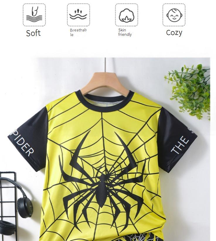 Ropa para niños Venta caliente Camiseta con impresión digital 3D Serie de dibujos animados de moda Traje deportivo informal de manga corta para niños_voghion.com
