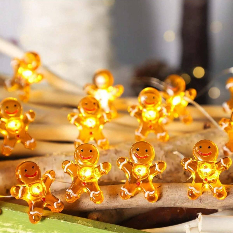 Luces LED de alambre de cobre, luces de colores, luces decorativas navideñas, alces navideños, copos de nieve, muñecos de nieve, guirnaldas de luces con cierre._voghion.com