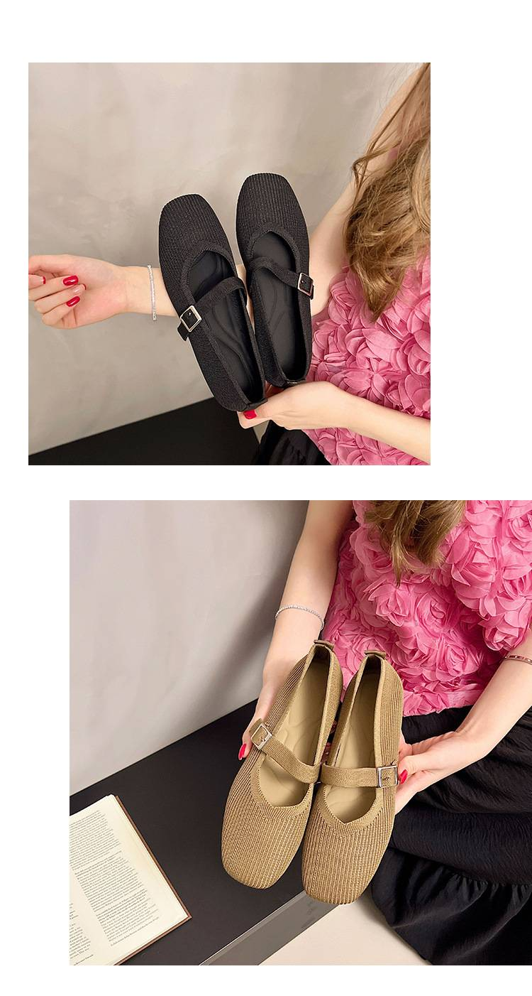 Täglich bequeme, schlichte und klassische einfarbige Flachstrickschuhe für Damen_voghion.com