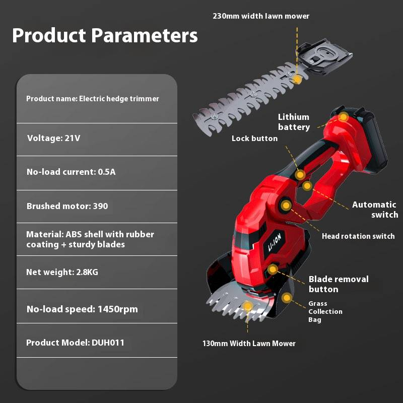 Cordless Lithium-Ion Mini Hedge Trimmer For Home Garden, Lightweight Electric Shrub Clipper With Rechargeable Battery, Quiet & Efficient Lawn Bush_voghion.com