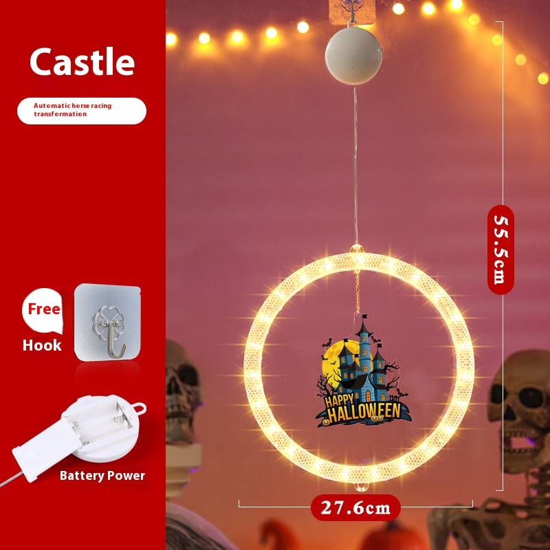 Remote Control Halloween Light Decorations – LED Animated Running Lights With Spooky Ghost, Pumpkin, Bat, Skeleton & Castle Designs_voghion.com
