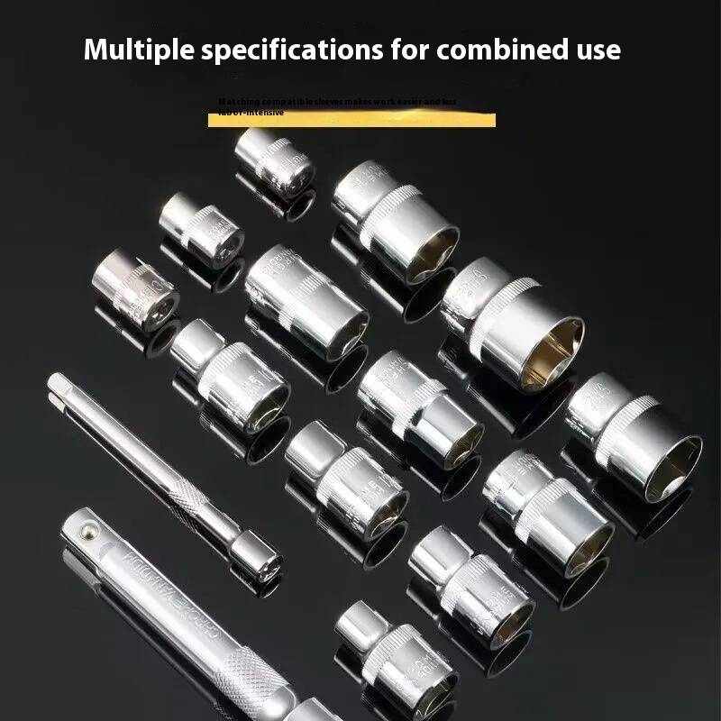 12-Piece Ratchet Wrench Socket Set, Hex Drive, Cr-V Steel, Forged Construction, Durable & Quick-Release For Auto & Motorcycle Repair_voghion.com