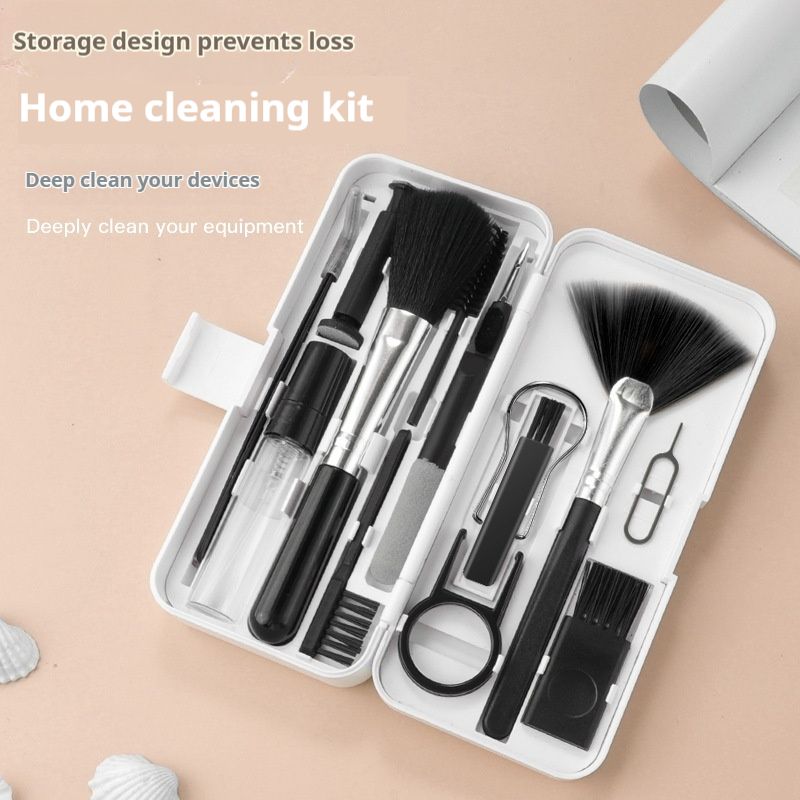 Multifunctionele reinigingsset – zachte borstel en microvezel voor telefoons, tablets, camera's, TWS-oordopjes (ABS, draagbaar, 6-in-1 gereedschap)_voghion.com