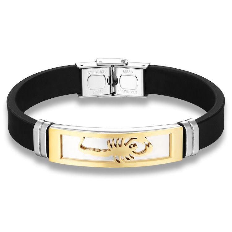 Bracciale da uomo in silicone con scorpione, stile rock coreano, gioiello in acciaio al titanio GS1085_voghion.com