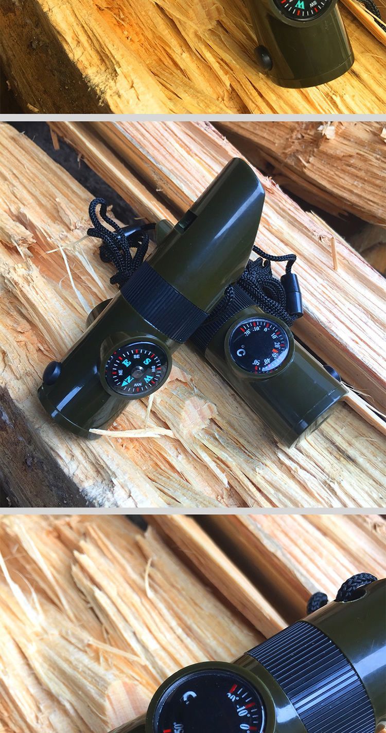 Outdoor Camping Multifunctionele Survival Reddingsfluit LED-licht Thermometer Kompas_voghion.com