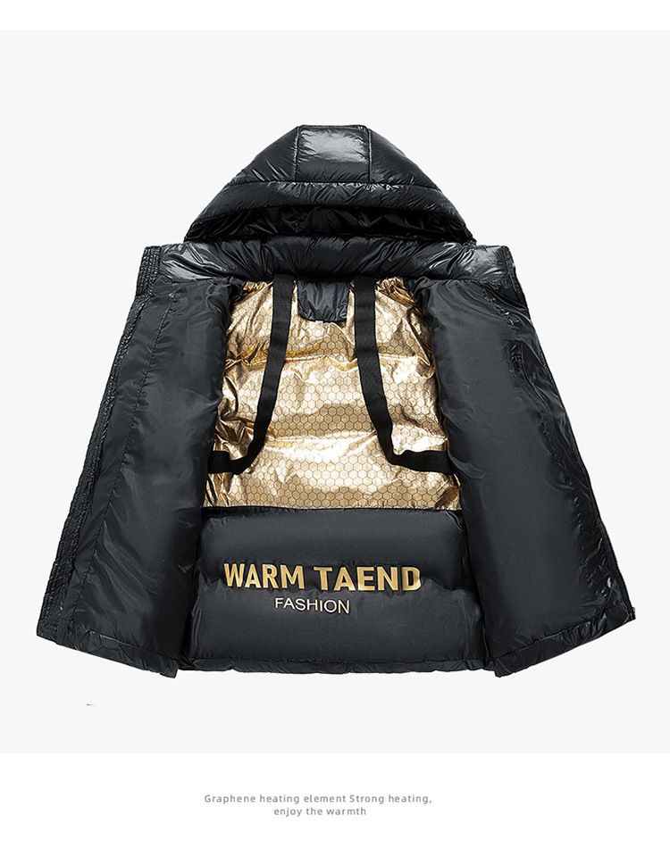 Winter winter graphene black gold cotton unisex bread jacket, hooded for warmth and waterproofing_voghion.com