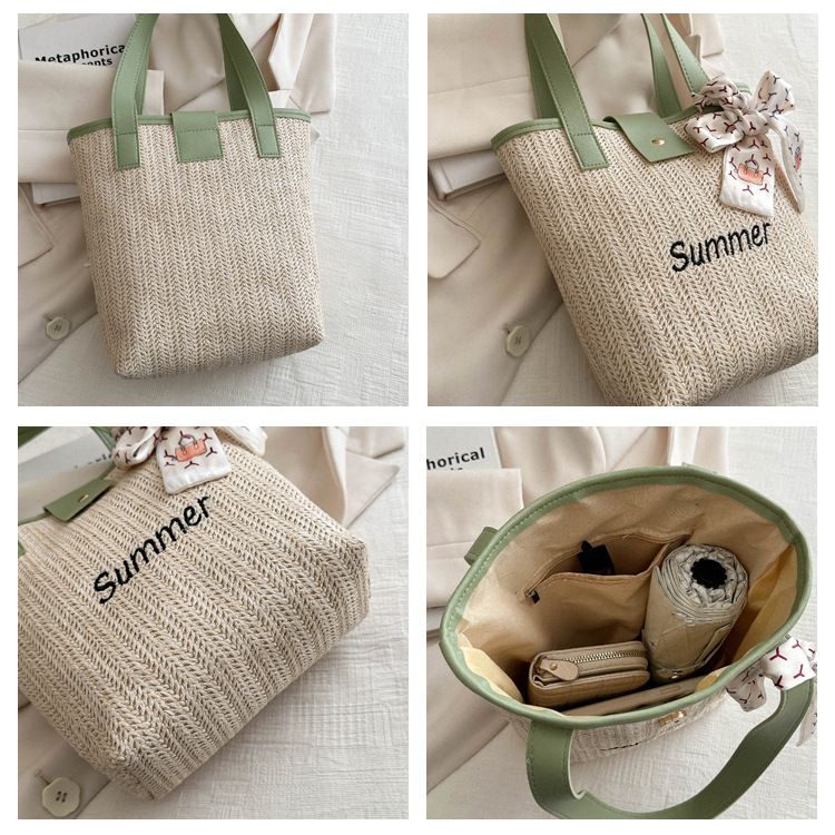 Borsa secchiello sciarpa personalizzata per ragazza, unica, tessuta 2024, nuova estate, fresca spiaggia Versatile_voghion.com