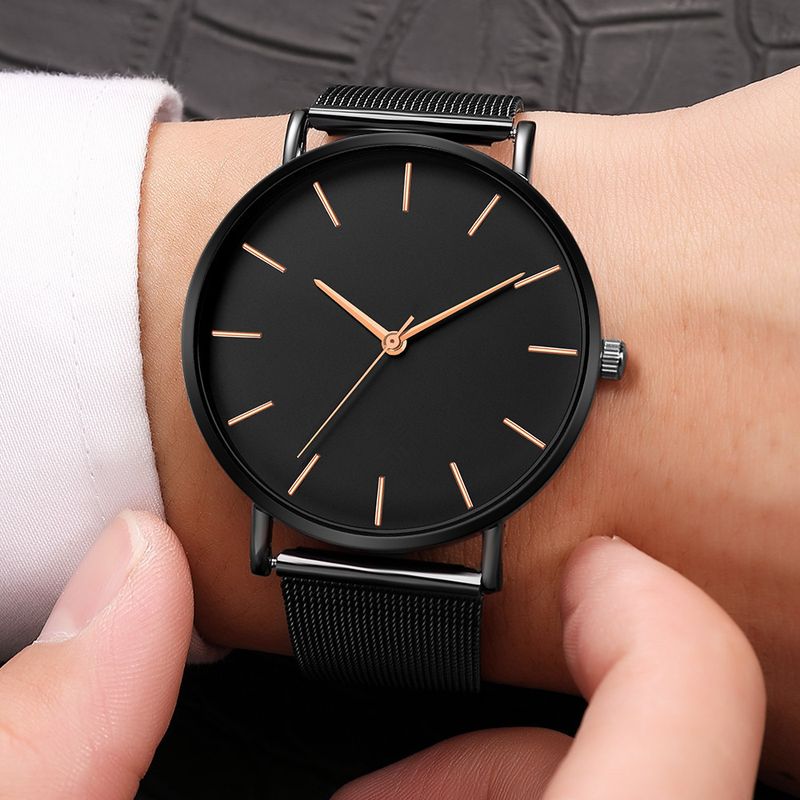 Men's Quartz Watches 2PCS New Simple Bracelet Watch Fashionable And Trendy Casual Men's Mesh Strap Quartz Watch + Bracelet_voghion.com