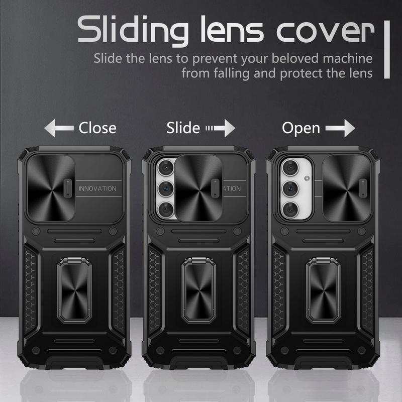 Nuimamas Push-Pull fotoaparato apsauginis dėklas, skirtas Samsung A54 A34 A14 Galaxy A23 A33 A13 A04S M13 M23 metalinis žiedinis automobilio laikiklis_voghion.com