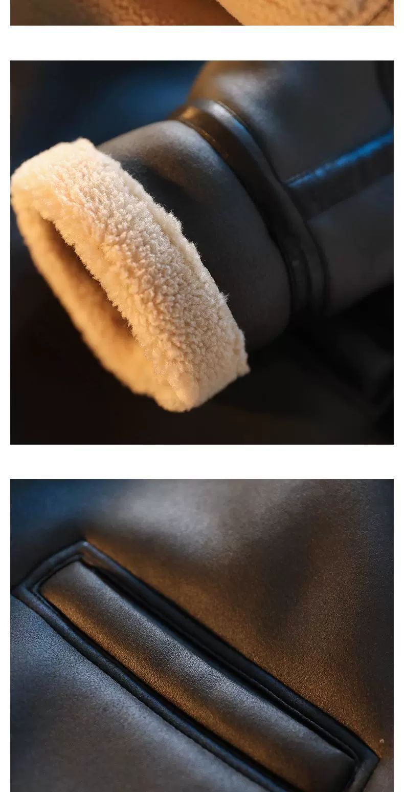 Casaco de inverno masculino plus veludo engrossado roupas de motocicleta jaqueta de pele de veado da moda casaco de algodão jaqueta de couro de cordeiro_voghion.com