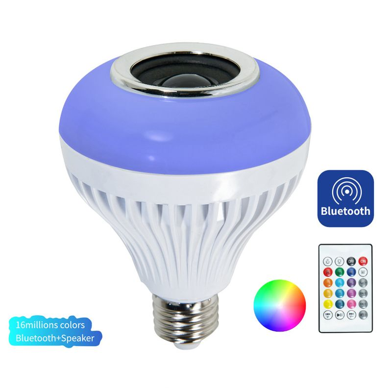Hitech Kablosuz Bluetooth uyumlu E27 LED Ampul Müzik Çalma Lambası Uzaktan Kumandalı_voghion.com