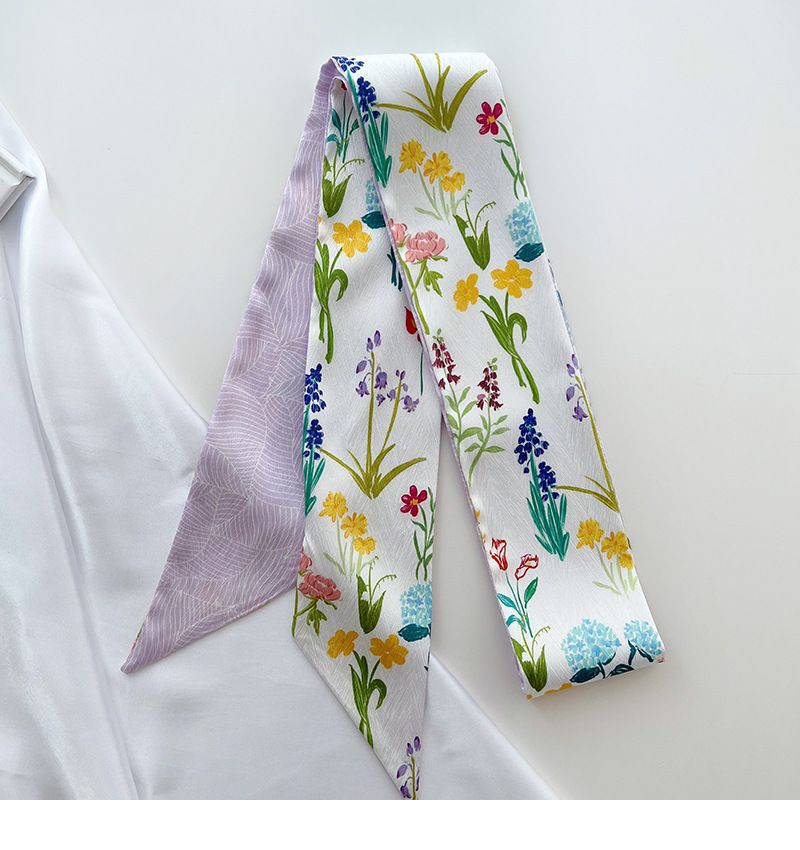 Lunga striscia piccola nuova donna primavera e autunno stampa sottile fascia stretta borsa legatura nastro per capelli intrecciato sciarpa_voghion.com