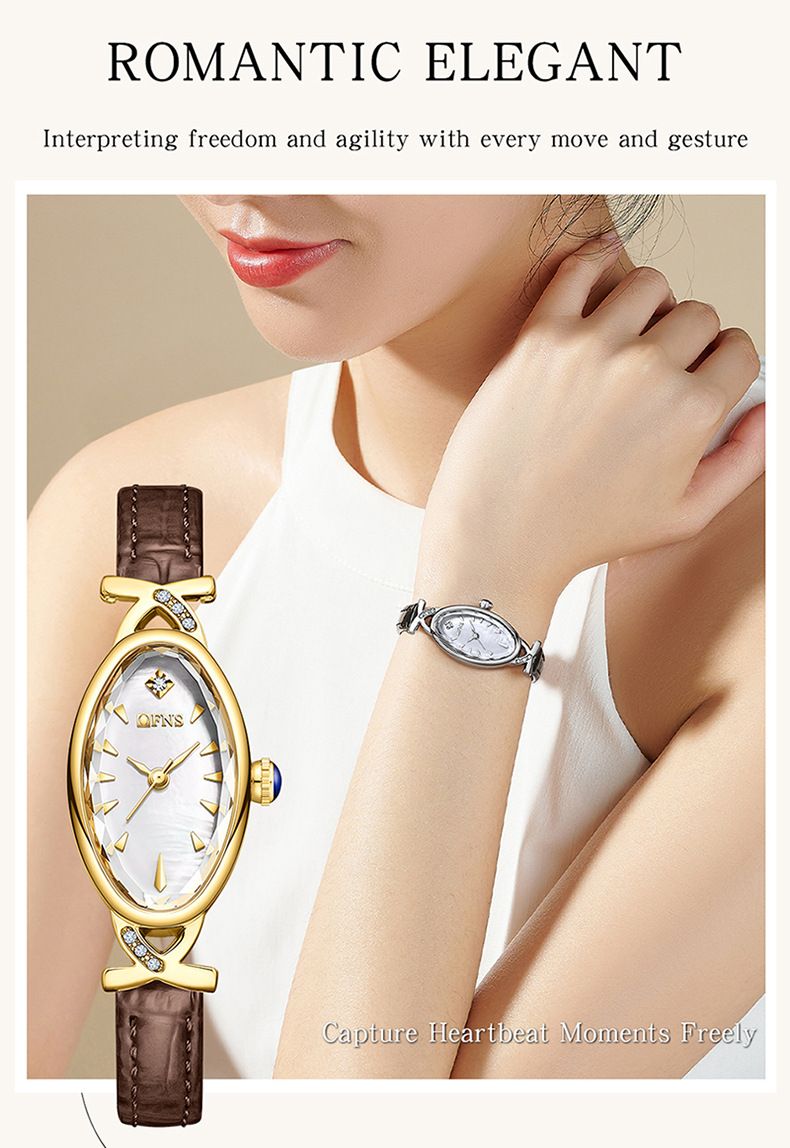 Elegante orologio al quarzo retrò con accenti di diamanti per donna - Quadrante ovale impermeabile con vetro minerale e fibbia in acciaio inossidabile Orologio semplice e temperamento_voghion.com