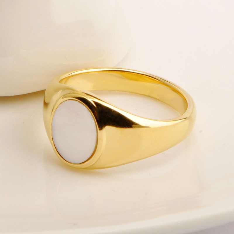 Ženski komplet nakita Modni ovalni beli biserni prstan z školjkami Ženski hladni slog Ins Niche Preprost retro sijoč kazalec prstan_voghion.com