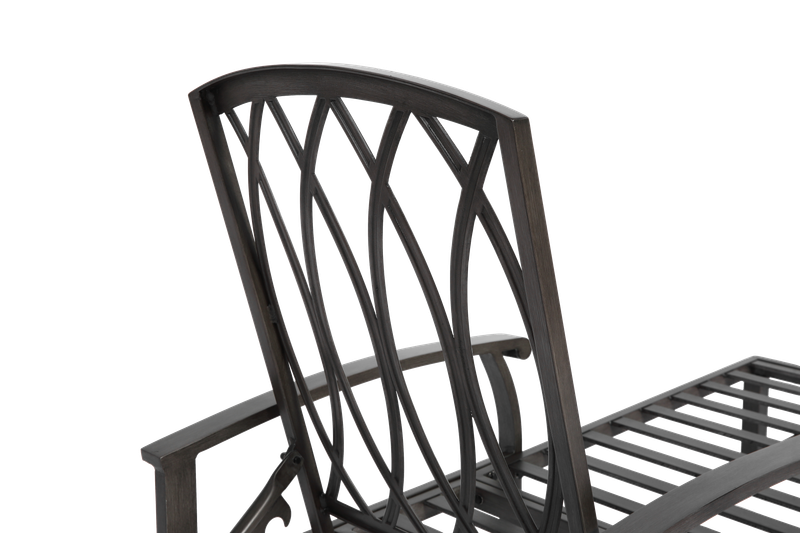 Chaise longue de patio avec coussin en coton, inclinable, réglable et antirouille, en aluminium, pour piscine, coussin bleu imperméable (1 pièce)_voghion.com